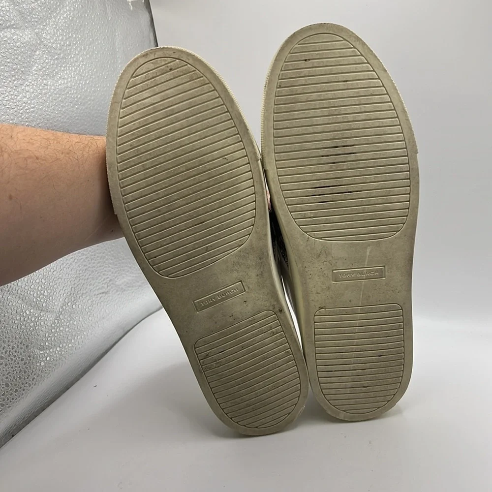 Tory Burch Carter Slip On Sneakers Loafers Shoes Sequins White Black Womens 10 - Picture 7 of 16